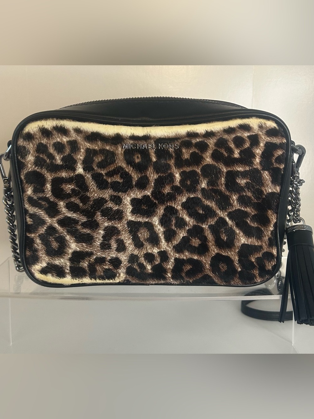 Michael Kors Leopard Print Crossbody in Black and Brown